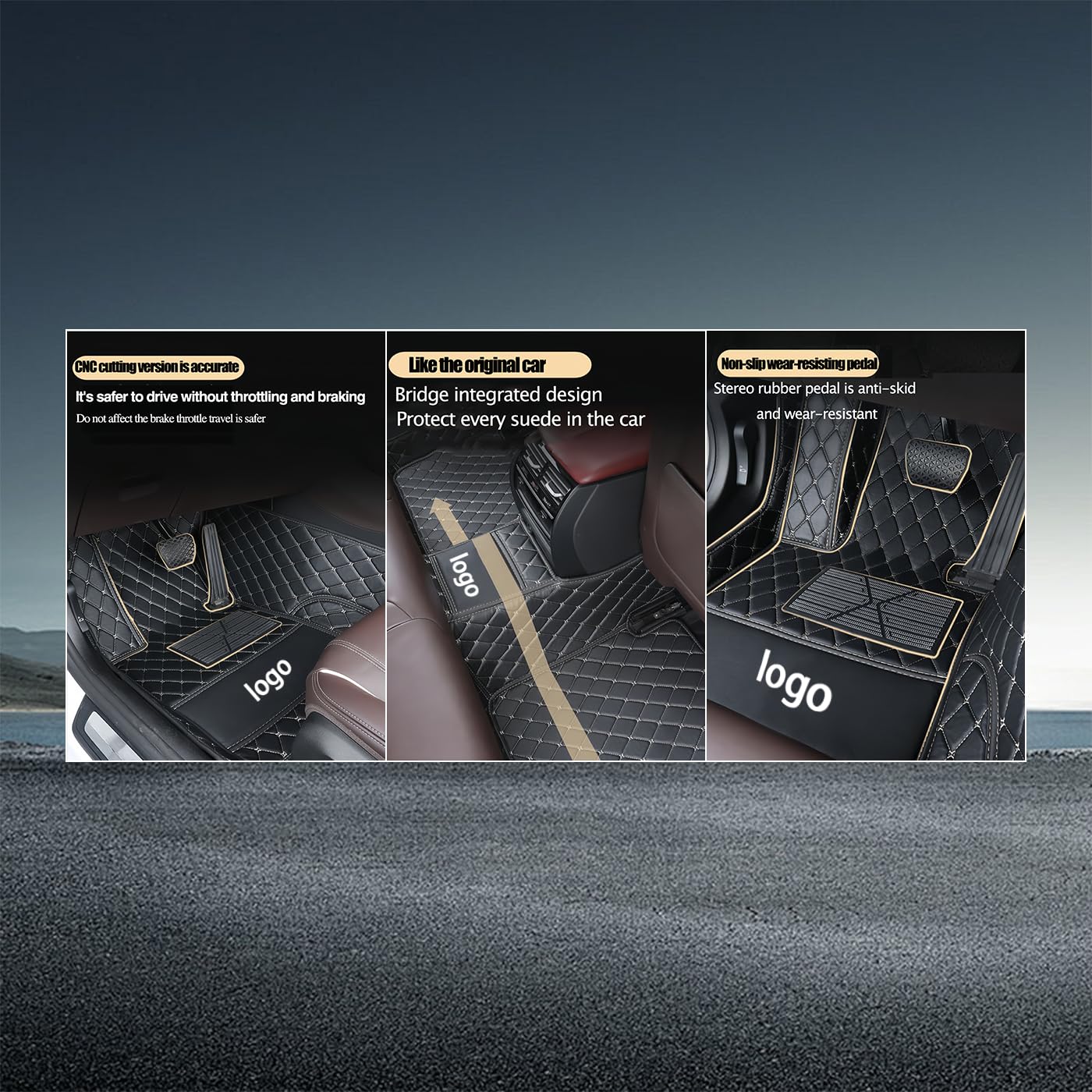 Fit for Dodge RAM 1500 1994-2011 Leather Car Floor Mats，Dirt-Resistant Floor Liners, Waterproof wear-Resistant Interior Accessories（Red）