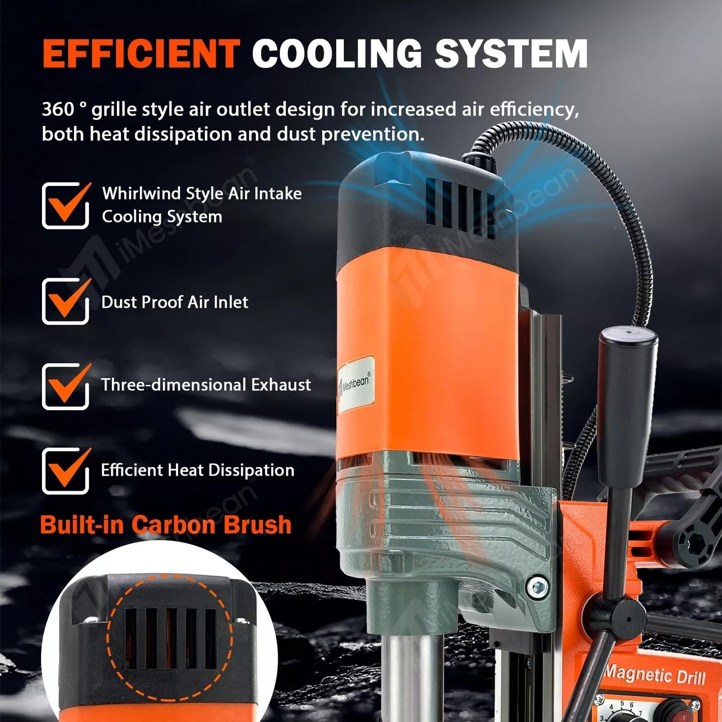 Magnetic Drill Press, 1400W Mag Drill Press with 2" Dia. 2922lbf/13000N Mag Force, 810 RPM Electric Drilling Machine with Stepless Speed & Reversible Direction for Metal Surface & Home Improvement