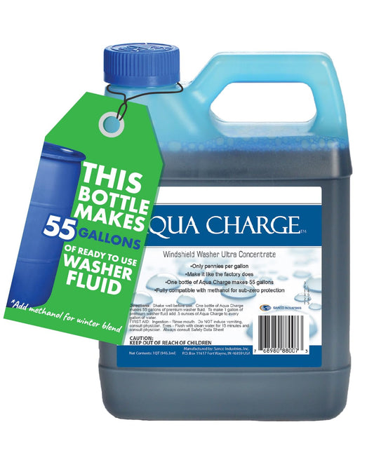 Sanco Industries Aqua Charge - Ultra Concentrated WIndshield Washer Fluid - Makes 55 Gallons - 32 Ounce Bottle