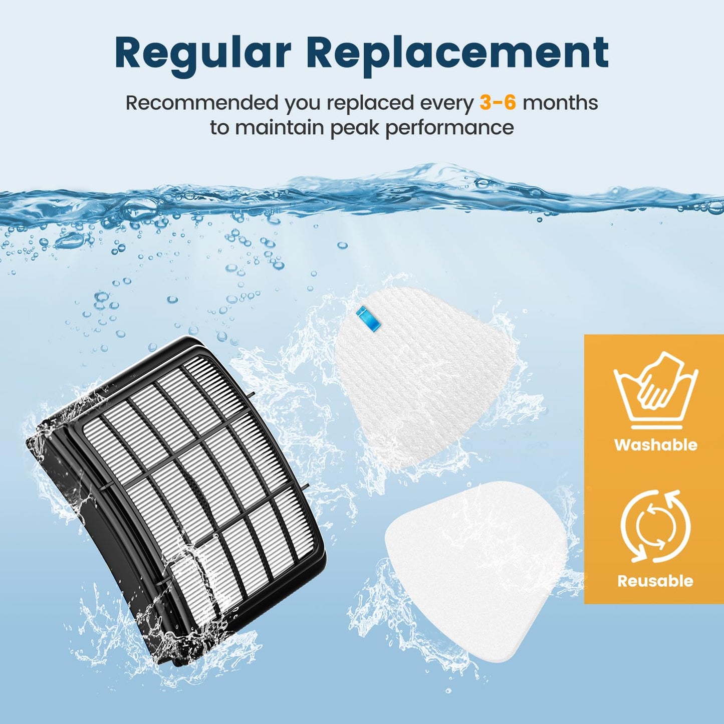 2 + 4 Pack Filters for Shark Vacuum Navigator Lift Away Filter Replacement ZU503AMZ NV350 NV351 NV352 NV355 NV356E NV357 NV360 NV370 UV440 UV540, Parts XFF350 XHF350