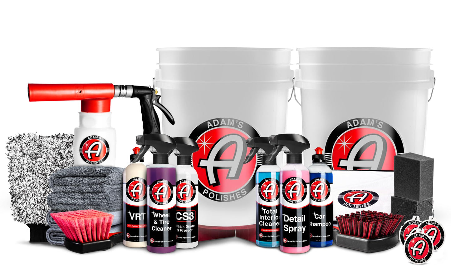Adam's Essential Car Wash Kit (24-Item) - Auto Detailing Car Care Cleaning Kit with Foam Gun & Bucket Car & Truck Lovers, Dads, Moms and DIYers