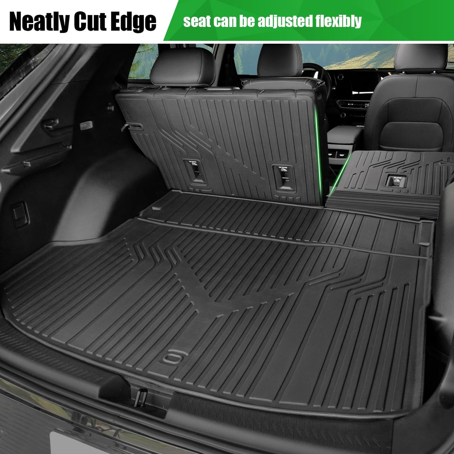 LUMWAY Floor Mats for 2024 2025 Chevy Equinox EV(Non Fuel) Trunk Mat with Backrest Mat and Storage Mats, Door Sill Protectors, All Weather Cargo Liner Back Seat Cover for Equinox EV Accessories