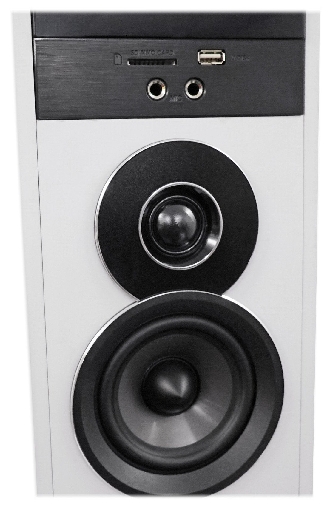 Rockville TM150W Powered Home Theater Tower Speaker System, White, 1000W, 10" Subwoofers, Bluetooth, USB/SD Playback, FM Radio, Remote Control, Karaoke Ready, Perfect for Home Entertainment
