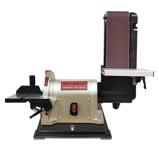 BUCKTOOL Bench Belt Sander with Rotating Base and Dust Collection Fitting, Belt Sander for Woodworking 4 in. x 36 in. Belt & 8 in. Disc with 3/4HP Direct-drive Motor with Rotating Base, BD4801
