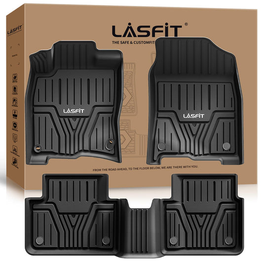 LASFIT Floor Mats for Honda Civic Sedan 2016-2021 & Hatchback 2017-2021 & Coupe 2016-2020, All Weather TPE Custom Fit Floor Liner, 1st & 2nd Row, Black