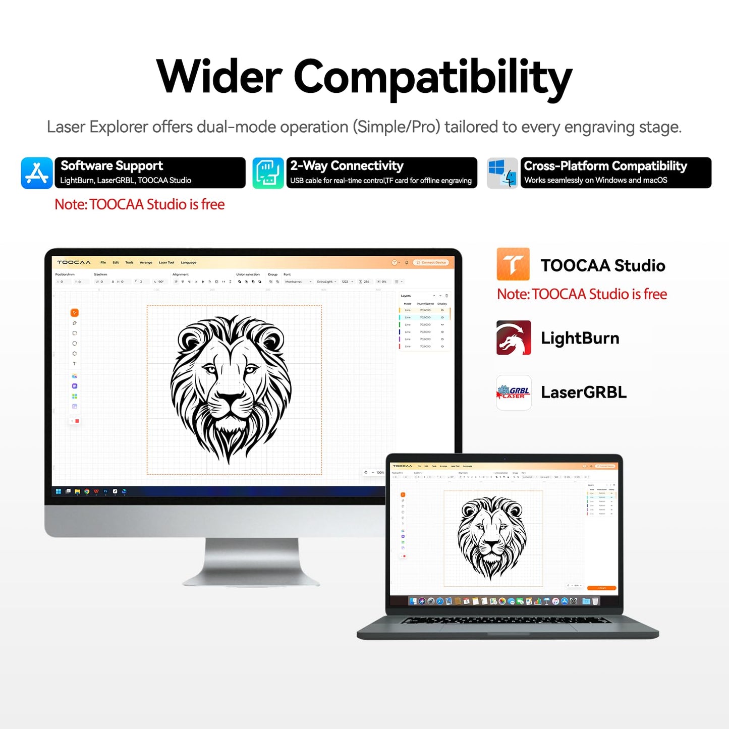 TOOCAA 40W Lazer Engraving Machines with 5 in 1 Rotary Roller Set, Fume Extractor, Smart HD Camera, Air Assist, Honeycomb Panel, Laser Cutter and Engraver Machine for Tumblers Wood Metal Acrylic