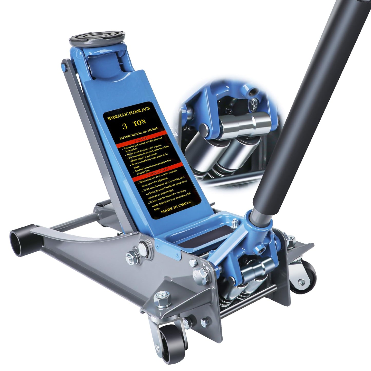 LARBANKE 3 Ton Floor Jack with Dual Pistons Quick Lift Pump,6600 LBS Low Profile Carbon Steel Floor Jack,Lifting Range 2.87"-19.69",for Sport Utility Vehicle,Blue