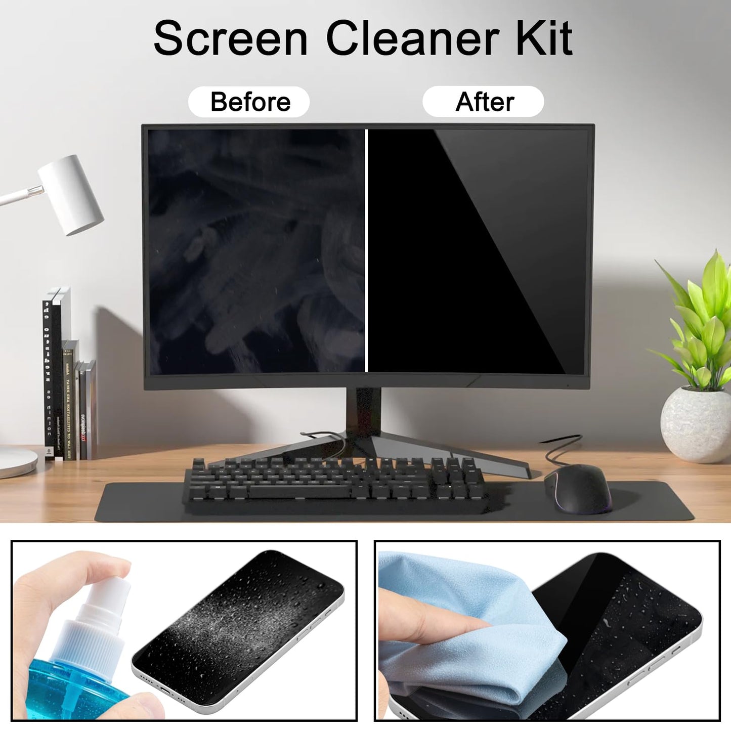 Car Screen Cleaner Spray, walrfid TV Computer Laptop Touchscreen Mist Cleaning Kit Wipe for CD Disc DVD VCD, Electronic Cell Phone iPad iPhone MacBook Pro Tablet Monitor LCD LED Flat Screens