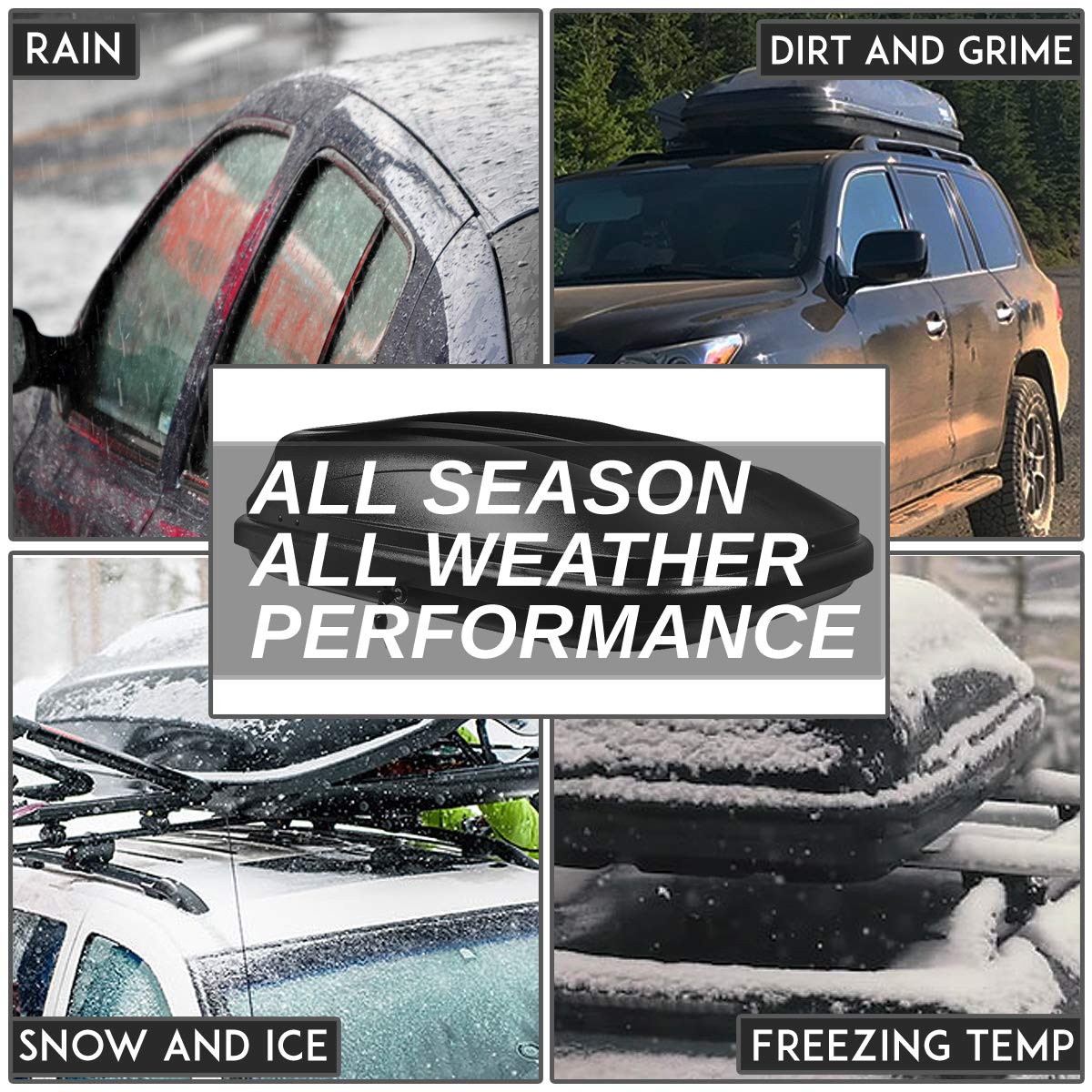 DNA MOTORING Rooftop Cargo Box Carrier Lockable Heavy Duty Car Top Storage Case, Capacity 110 Lbs, 53" L x 34" W x 15" H, 11 17 Cubic Ft.(Textured Black), PT-ZTL-8166-BK