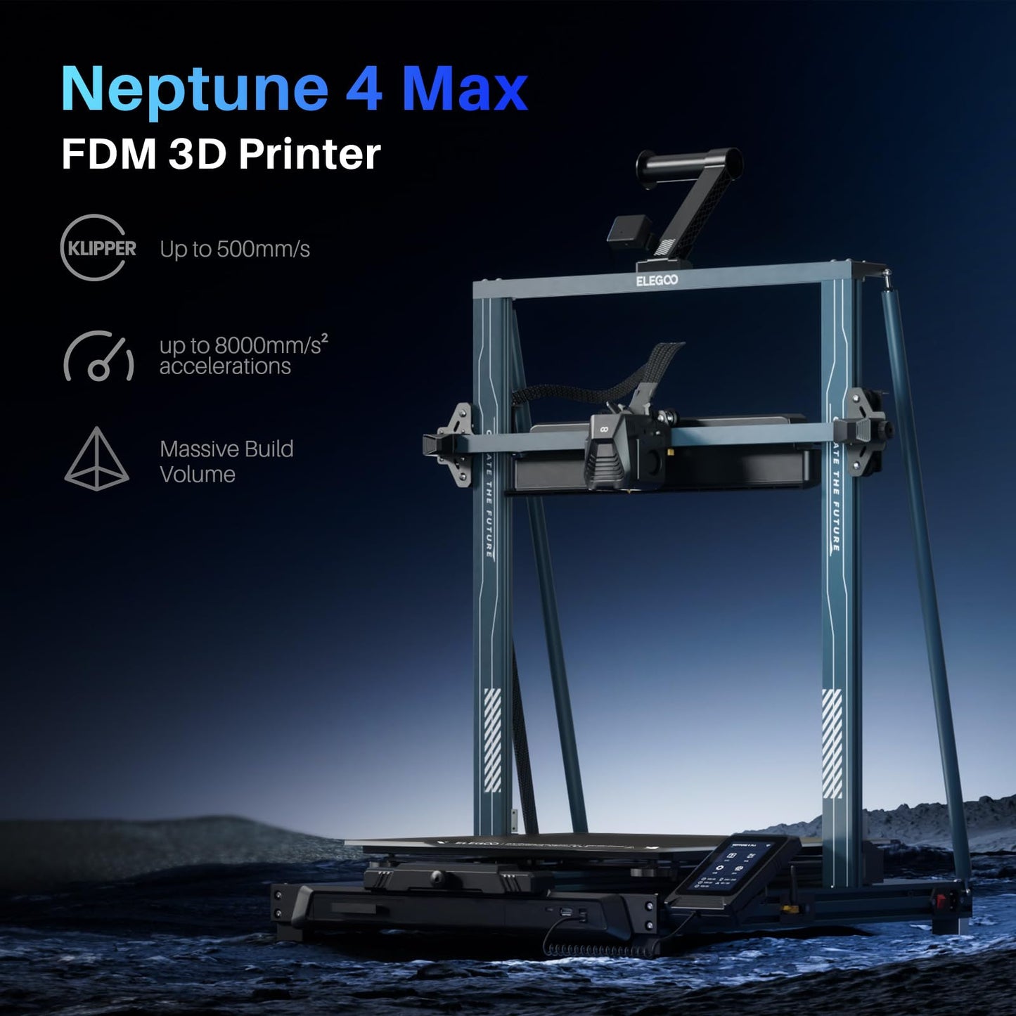 ELEGOO Neptune 4 Max 3D Printer, 500mm/s Fast Printing, Support 300°C Printing, Auto Leveling and Direct Drive Extruder, 420x420x480mm Large Build Volume