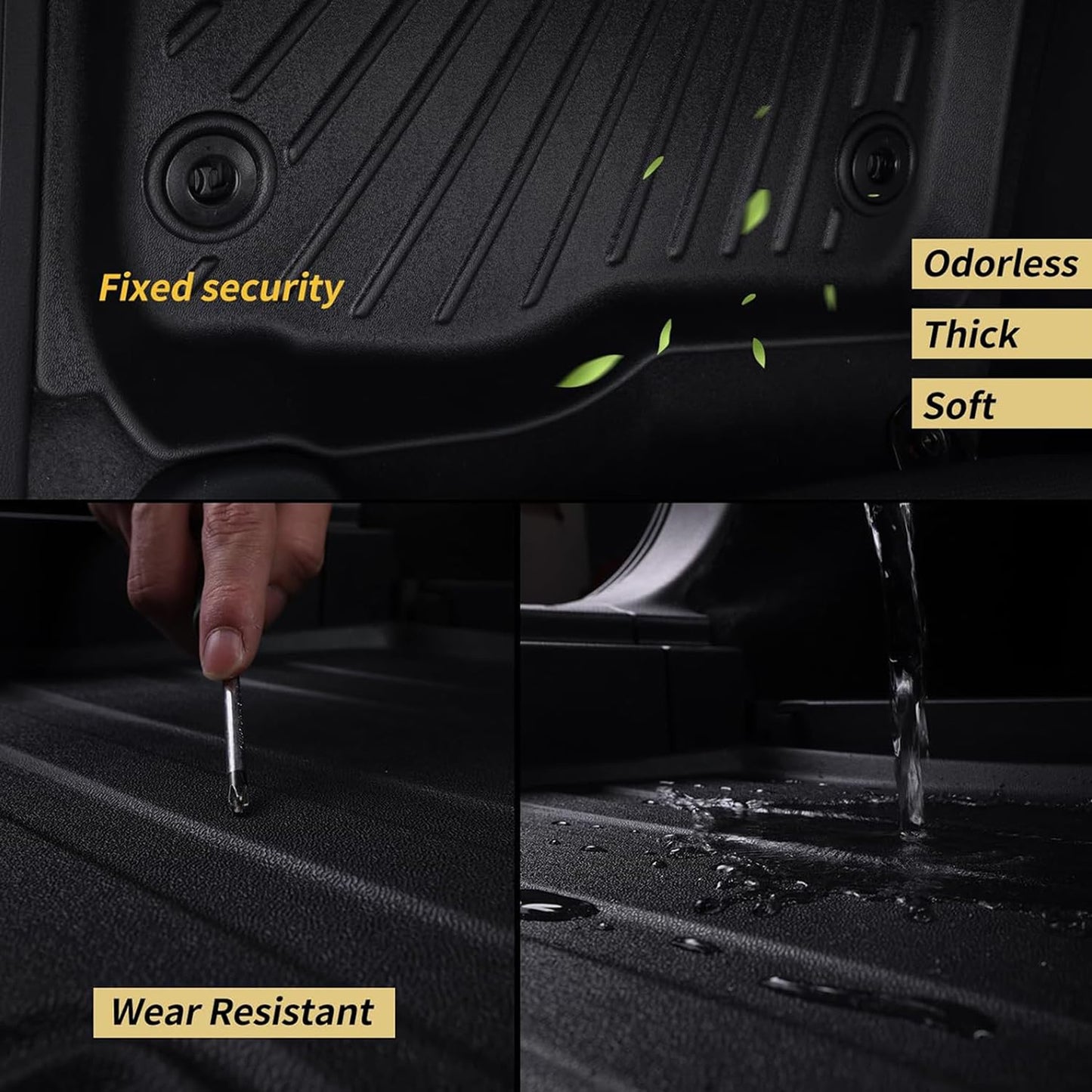 ﻿Floor Mats for 2025 Cadillac Escalade IQ 7 Seats&Cargo Mat with Backrest Protection&2nd Row Kick mat, TPE All Weather Protection Full Set Car Liners Accessories Covering The Backrest Mat-Black