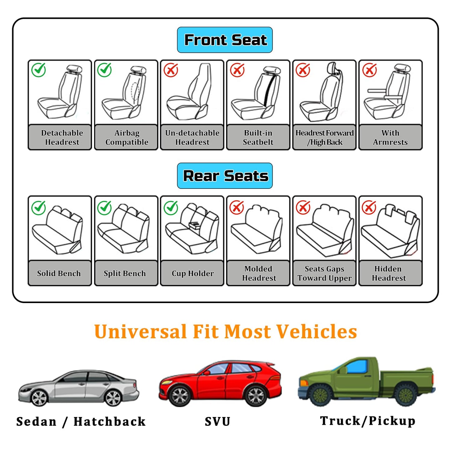 Aupaver Leather Seat Covers Full Set, Waterproof Seat Cover for Cars 5 Seats, Luxury Leatherette Car Seat Cushion, Front and Rear Protectors Automotive Seat Covers for Sedan SUV Pick-up Truck, Beige