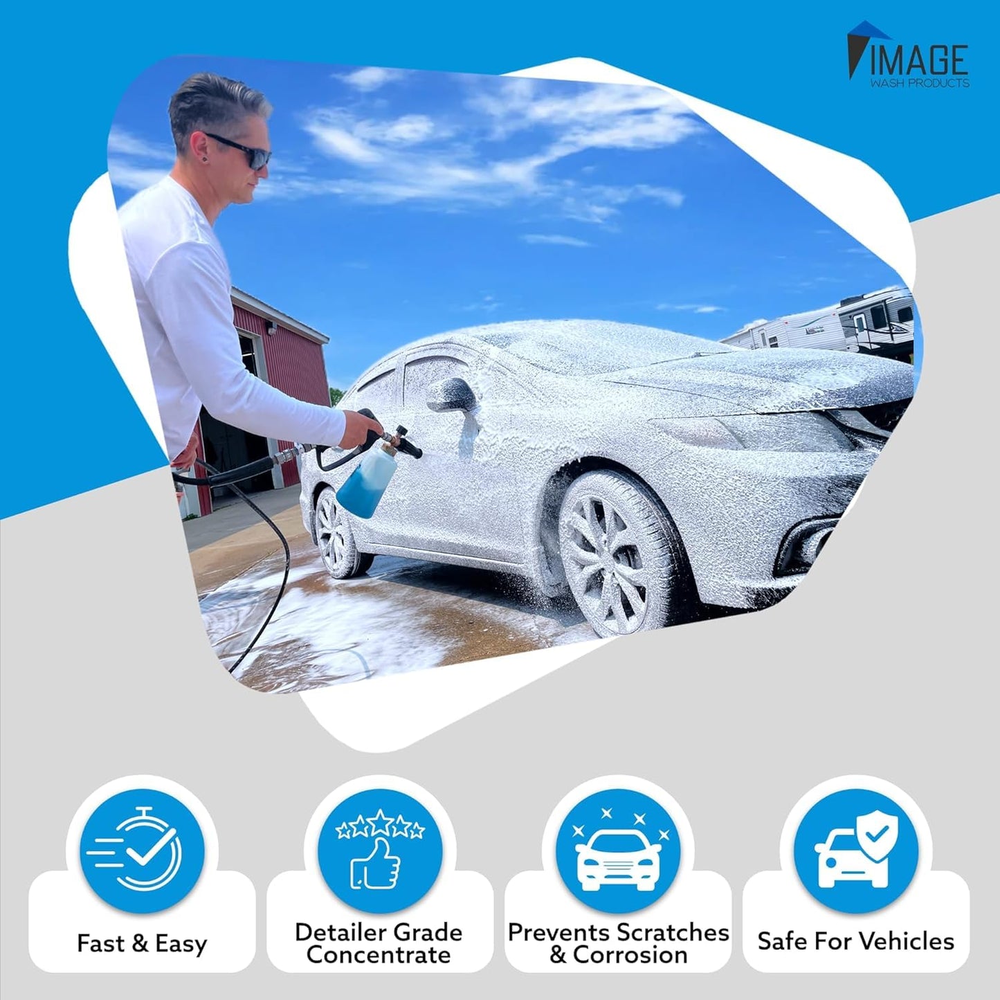 Image Wash Products Wax Replacement (Foamable) - Protectant forTrucks/RV's/Cars/Boats/Trailers/Equipment. Foam On/Rinse Off (128 Fl Oz)