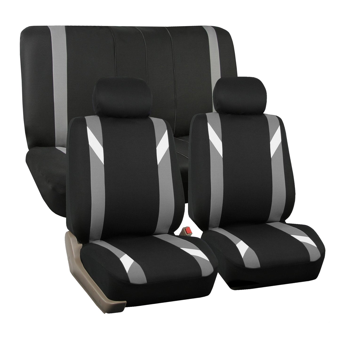 FH Group Front Set Cloth Car Seat Covers for Low Back Seats with Removable Headrest, Universal Fit, Airbag Compatible Seat Cover for SUV, Sedan, Van, Gray