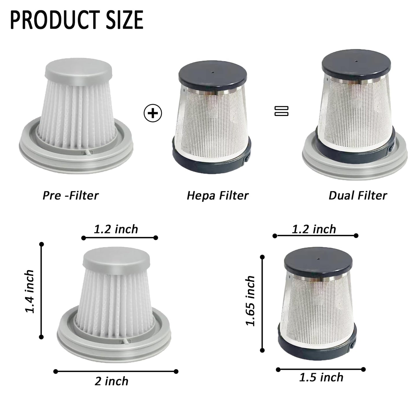 6 pack Washable Hepa with 2 pack Stainless Steel Pre-filter,Hepa Filter Replacement Compatible with Fanttik V8 Series (Fanttik Slim V8 Mate Vacuum & Fanttik V8 Apex Vacuum)