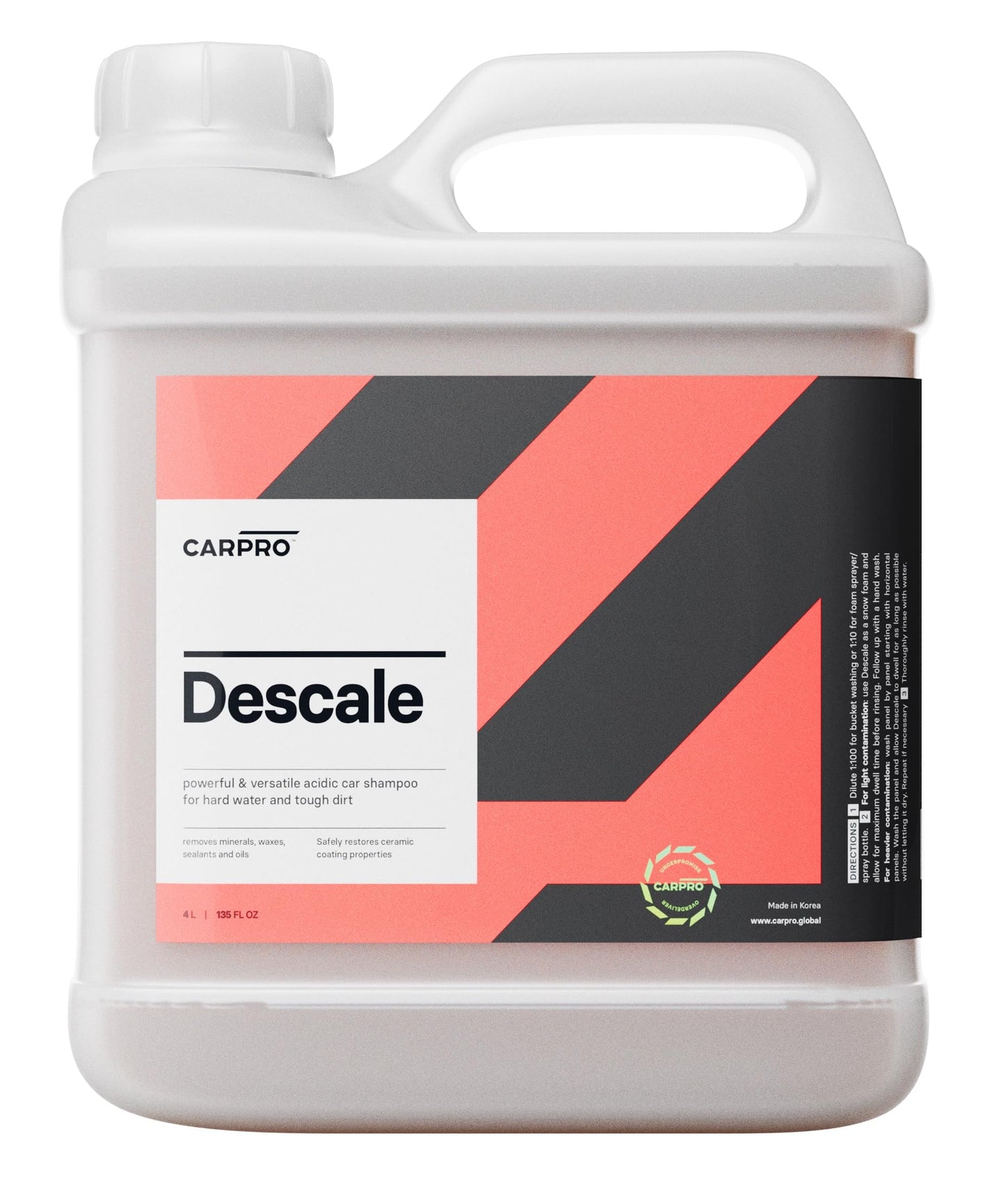 CARPRO Descale Acidic Car Shampoo Wash Concentrate, Removes Minerals, Waxes, Sealants & Oils - Gallon (135oz)