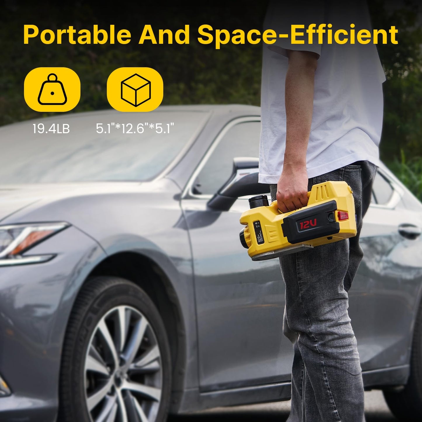 TaskStar Electric Car Jack Kit, 5 Ton/11023 lbs 12V Hydraulic Car Jack Lift with Electric Impact Wrench and Tire Inflator Pump, Portable Auto Kit for SUV MPV Sedan Truck Change Tires Garage Repair