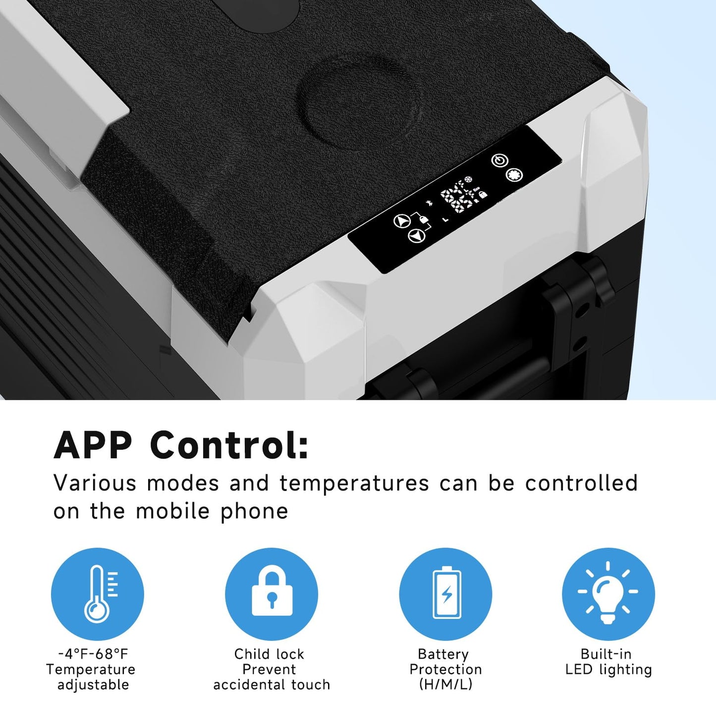 SHAREWIN Car Fridge, Car Refrigerator with Wheels, Electric cooler, Portable Freezer, 4℉~68℉, 12/24V DC, 100~240V AC APP Control, Portable Refrigerator, Travel, Truck, Camping, Boat (37QT)