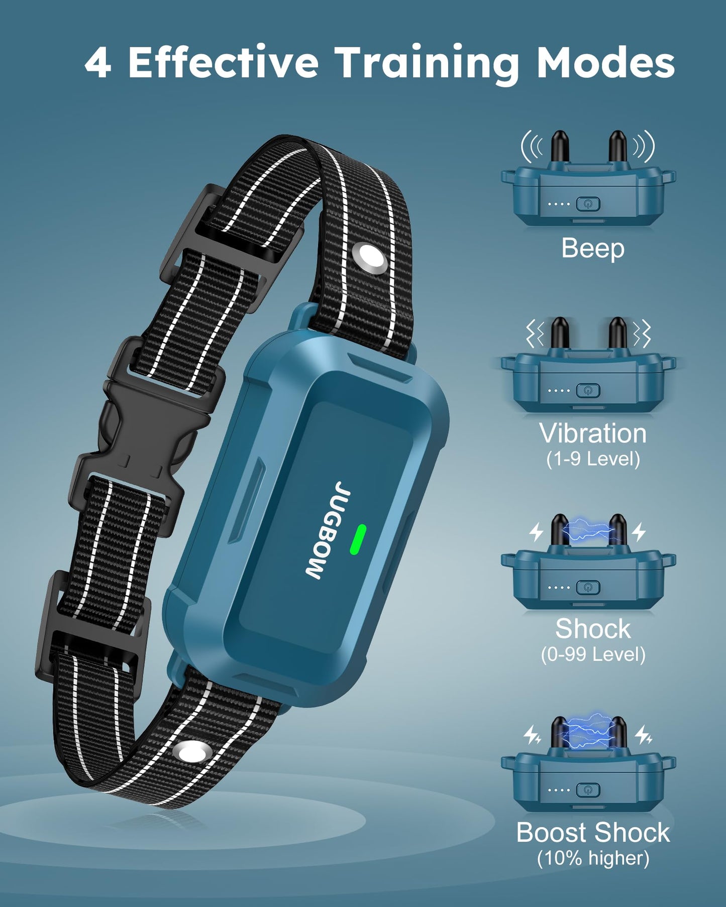 Jugbow Dog Shock Collar - 4200FT Dog Training Collar with Remote, IPX7 Waterproof Electric Collar with 4 Training Modes, Security Lock, Rechargeable e-Collar for All Breeds, Sizes, Blue