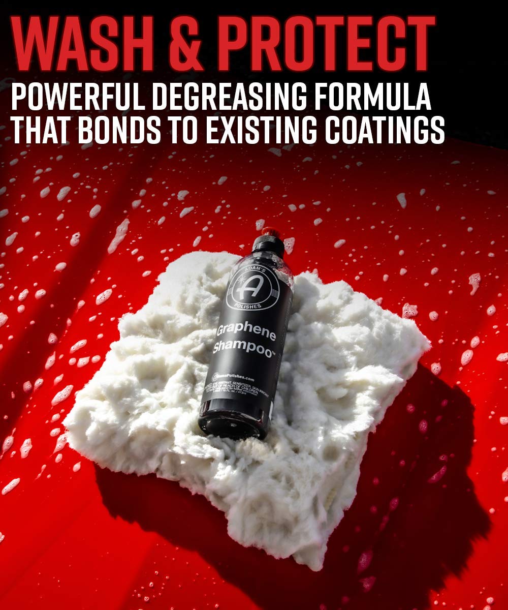 Adam's Polishes Graphene Shampoo Washing Bundle - Ceramic Coating Infused Car Wash Soap - Powerful Cleaner & Protection In One Step - pH Neutral, High Suds For Foam Cannon, Gun, Or Detailing Buck
