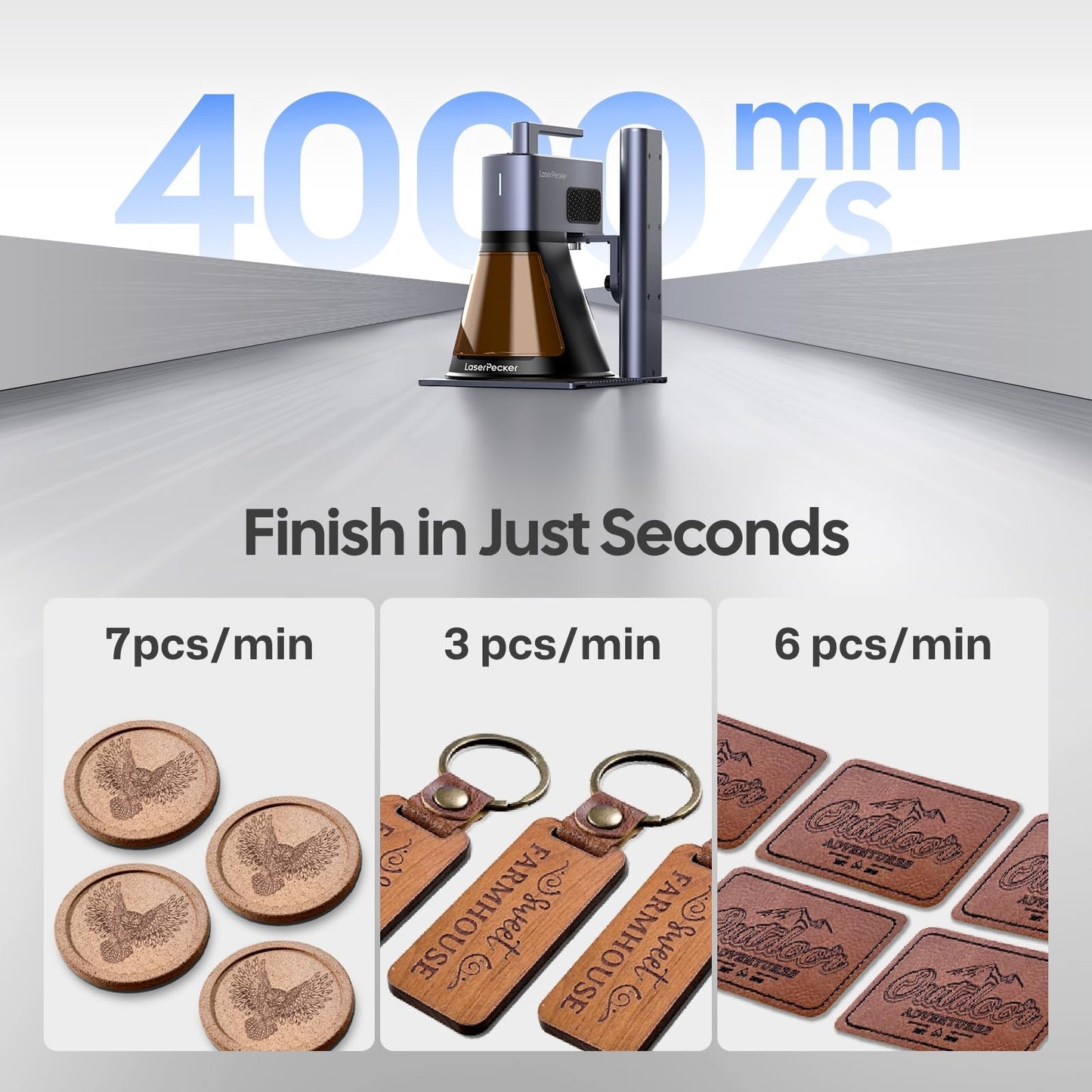 LaserPecker LP2 Plus (Basic) 10W Diode Laser Engraver, 4000mm/s Ultra-Fast Speed 4K Precision Portable Cutting & Engraving Machine for Wood, Leather, Acrylic, Coated Metal and etc.