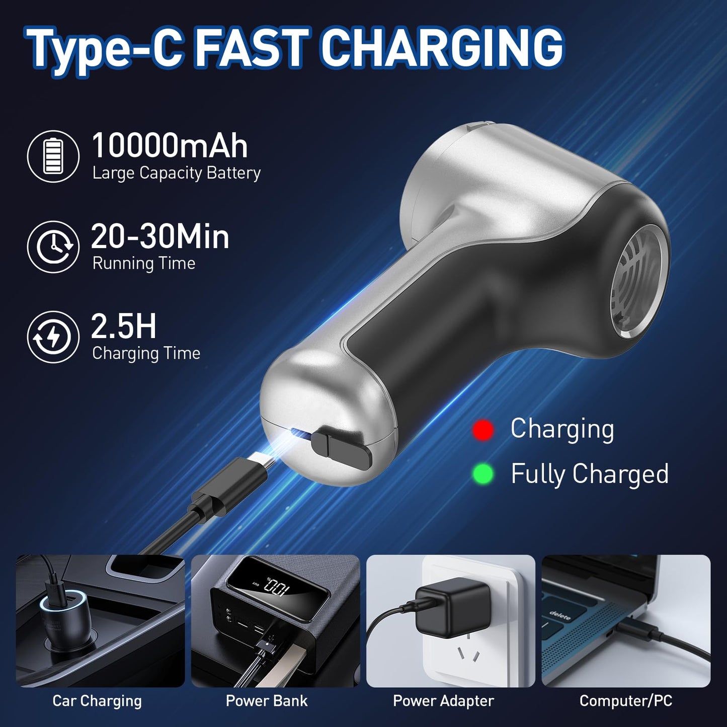 AHNR Handheld Car Vacuum Cleaner Cordless with Brushless Motor, 20000PA High Power Vacuum Cleaner & Air Duster, 3 in 1 Keyboard Portable Mini Hand Held Vacuums Cleaner for Car Home