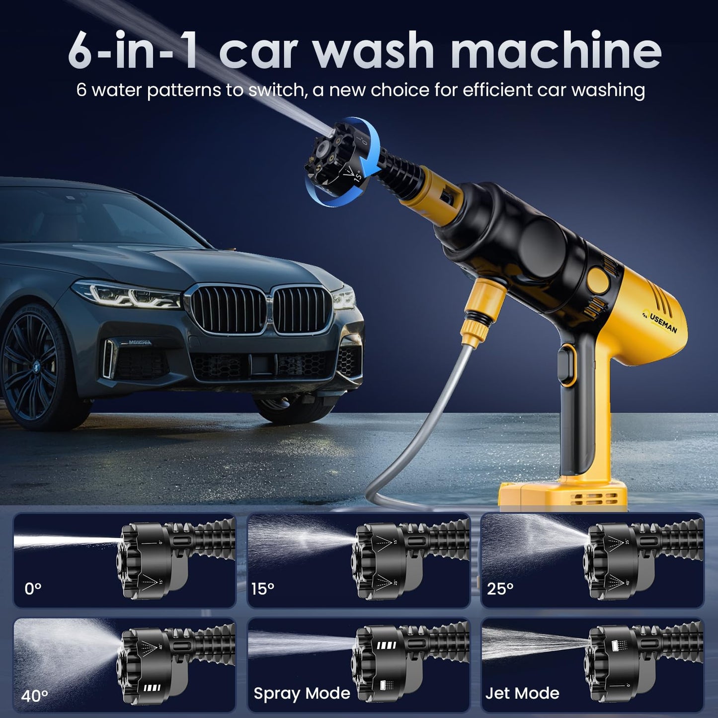 Car Vacuum Portable Cordless - CarCraftKit 3-in-1 Kit, Pressure Washer, Air Duster, with 2x25000mAh Battery, 20000PA Car Vacuum Cleaner, 10000 RPM Air Duster, 280 PSI High Power Pressure Washer Easy