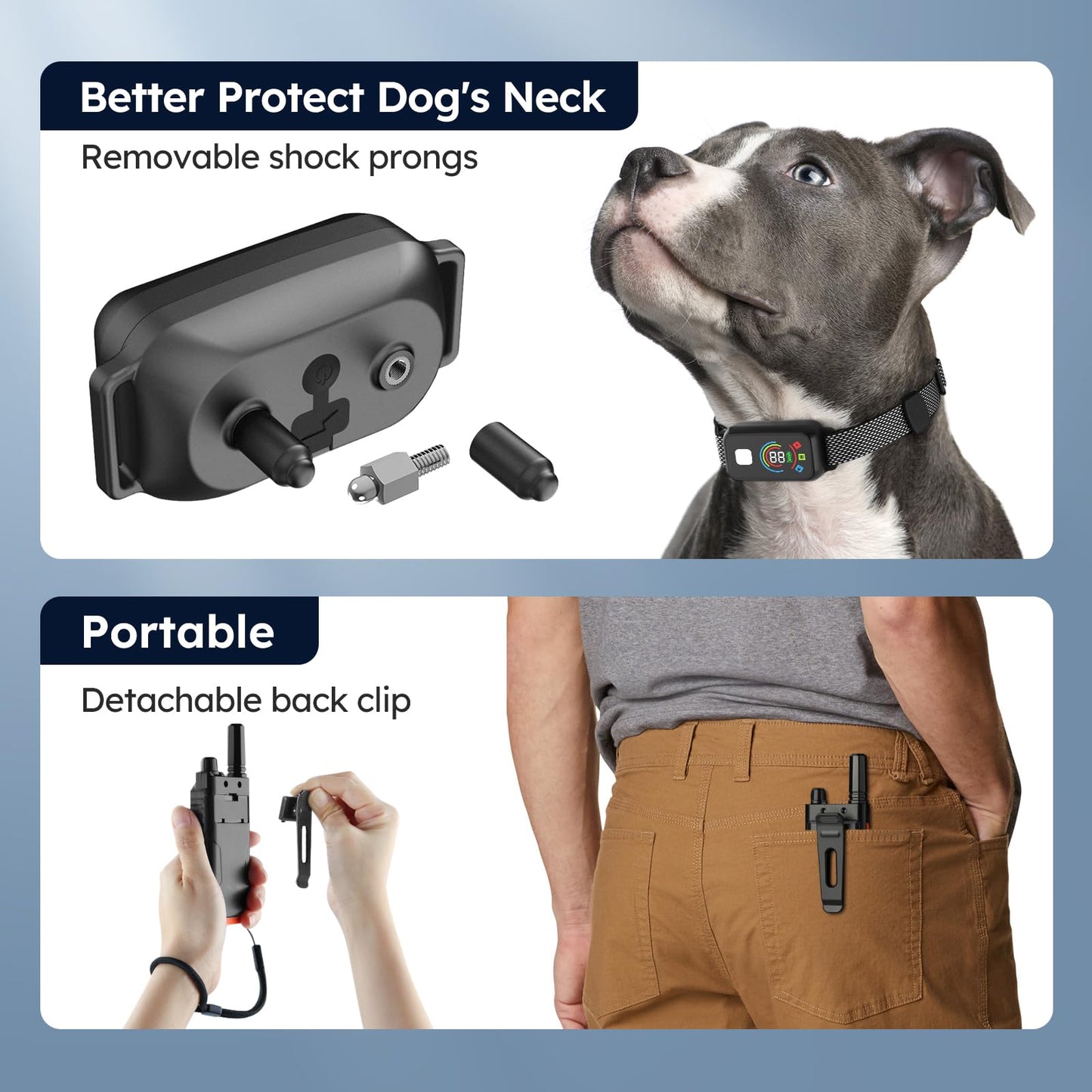 Dog Shock Collar 2 Dogs,4000FT with Flash Light for Night Walks, Dog Training Collar with Remote Control, E Collar with Adjustable Pitch Beep,Vibration and Shock,Rechargeable Waterproof Shock Collar