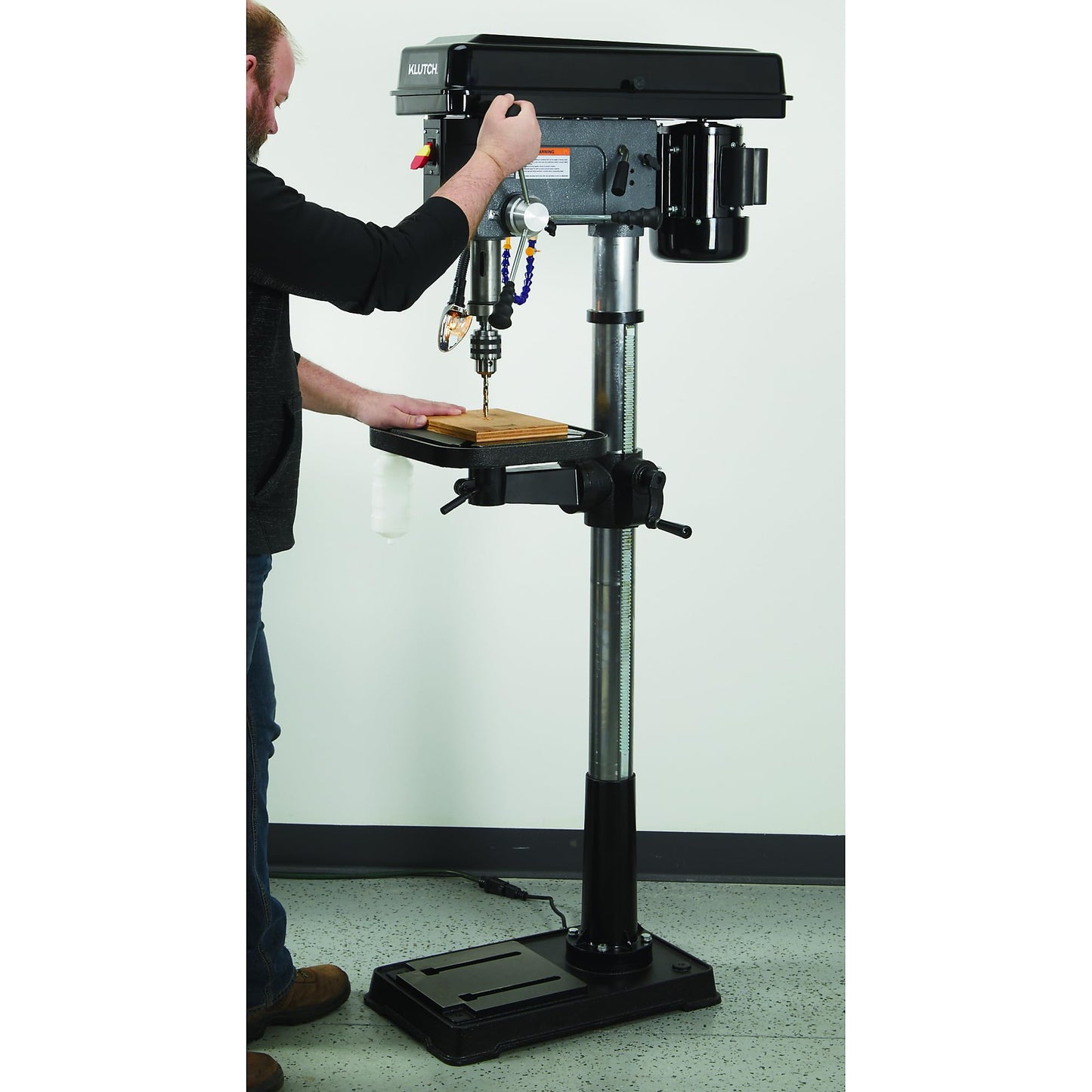 Klutch 17in. Floor Drill Press, 1 HP, 120 Volts, 5/8in. Chuck w/1in. Drilling Capacity, 45° Table Tilt