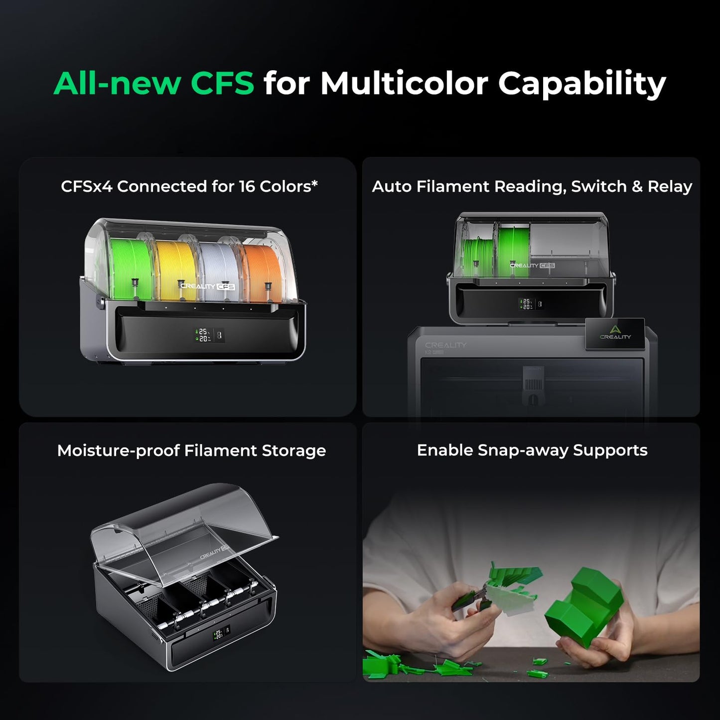 Creality K2 Plus Combo 3D Printer, Multi Color Printing with New CFS 600mm/s High-Speed Full Auto-Leveling Dual Al Camera Next-Gen Direct Drive Extruder Larger Build Volume 13.78x13.78x13.78 inch