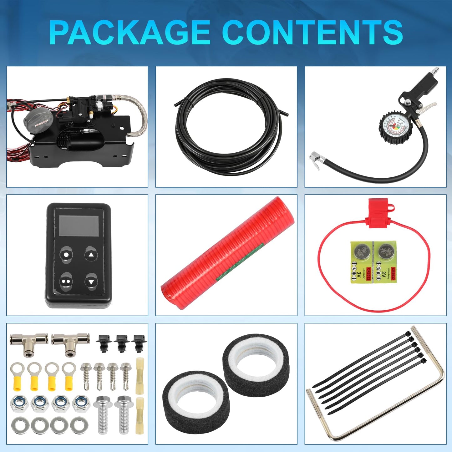 25980EZ Wireless On Board Air Compressor System, Air Spring Compressor Kit, with a portable tire inflation kit