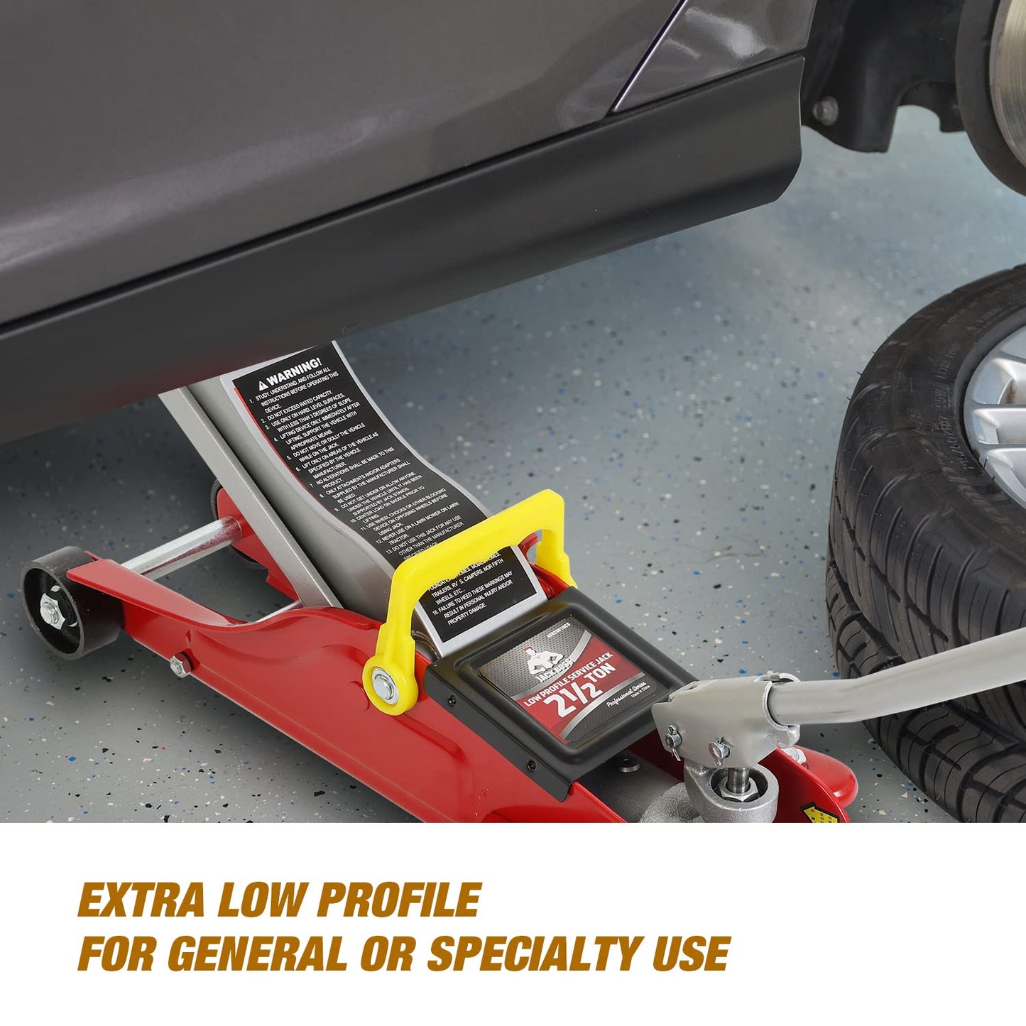 Jack Boss Floor Jack 2.5 Ton (5500 LBs) Hydraulic Low Profile Trolley Car Jack with Portable Storage Case, Lifting Range 3.5" to 14", Fit Use for Automotive Sedans, Red