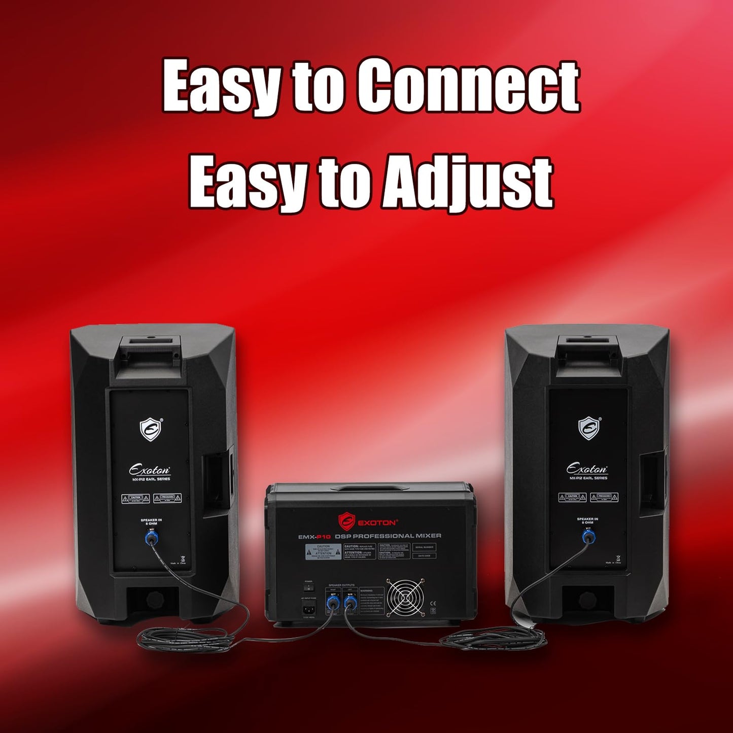 EXOTON EXOTON MX-P12 PA System with 2x12 Speakers, 10-Channel Mixer & Mic |Professional High-Powered Bluetooth PA System for Weddings, Concerts, Large Parties