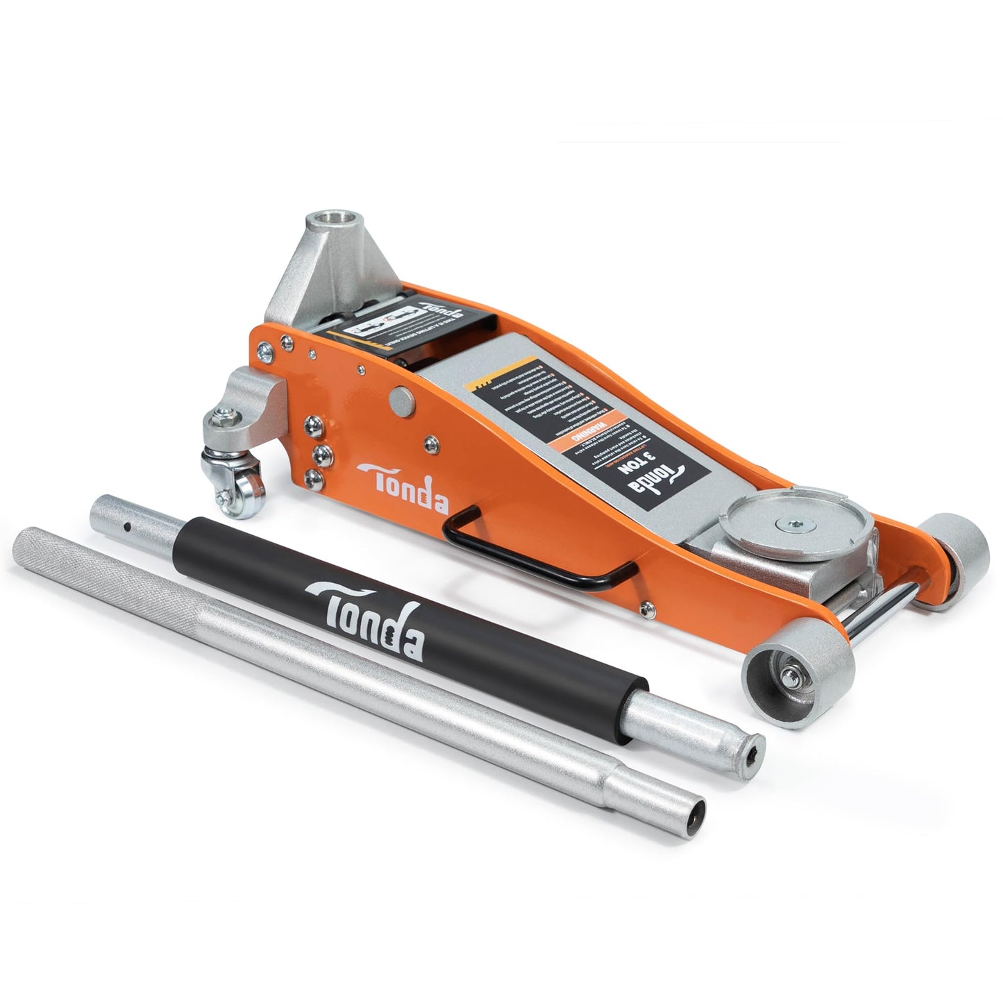 TONDA Floor Jack, 3 Ton Aluminum and Steel Low Profile Hydraulic Car Jack with Dual Pump System, Rapid Lift, Orange