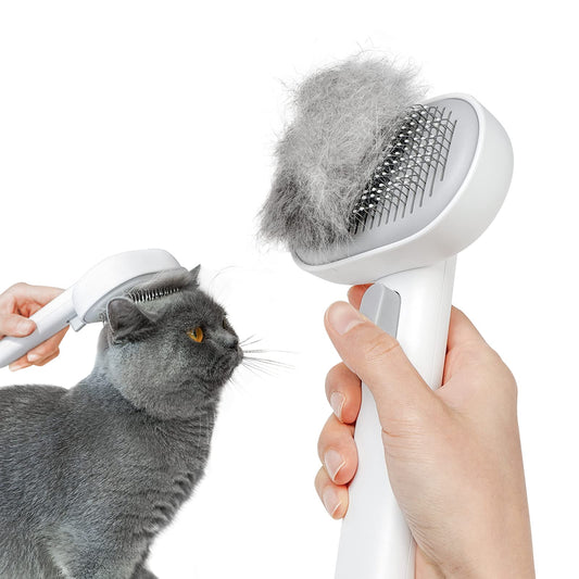Aumuca Cat Brush for Shedding, Cat Brushes for Indoor Cats, Cat Brush for Long or Short Haired Cats, Cat Hair Brush Cat Grooming Deshedding Brush for Dog Kitten Horse Massage Removes Loose Fur, White