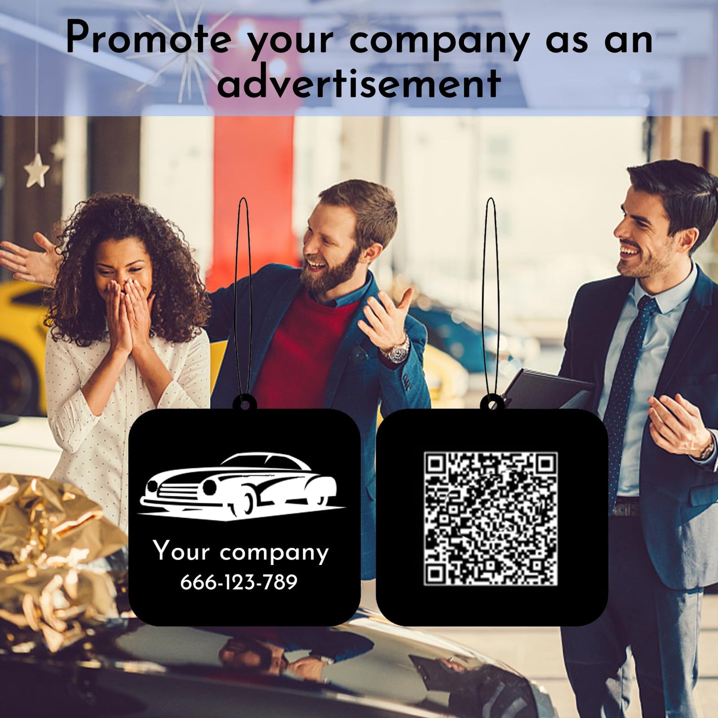 100Pcs Custom Logo Air Freshener for Car Bulk,Wholesale Personalized Double-Sided Car Air Fresheners with Photo Text Logo (100pcs-Square)