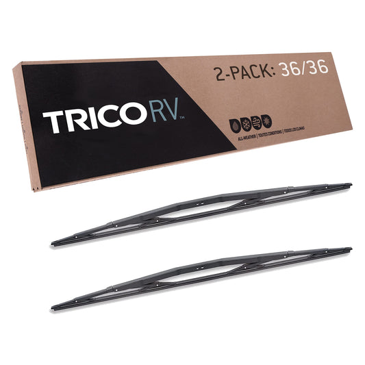 Trico RV 36 Inch Pack of 2 Heavy Duty & Automotive Replacement RV Windshield Wipers w/Wide Saddle Attachment (67-3636-1)