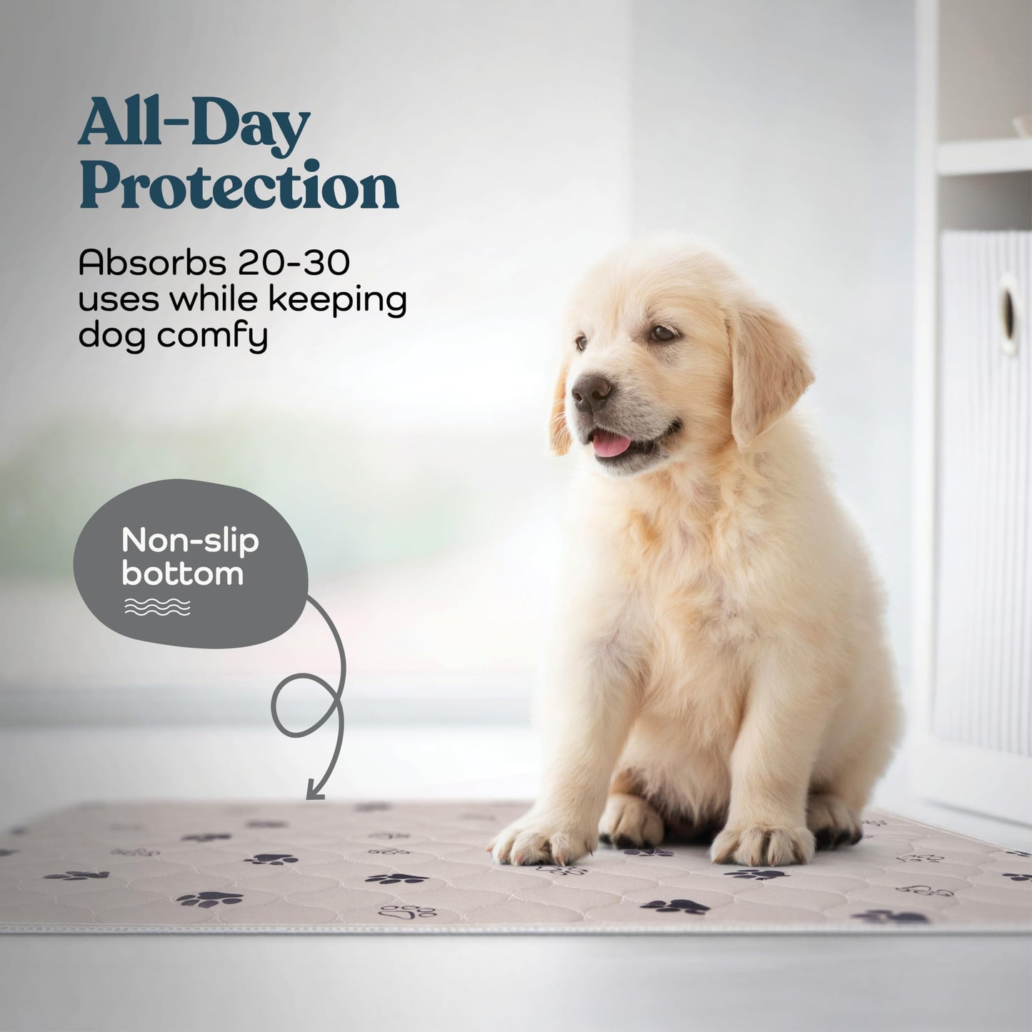 Super Absorbent Washable Pee Pads for Dogs - 2-Pack Superior Reusable Puppy Pads Pet Training Pads –100% Waterproof Dog Pee Pad Protects Against Urine Leakage Non-Slip Grip Prevents Slipping& Bunching