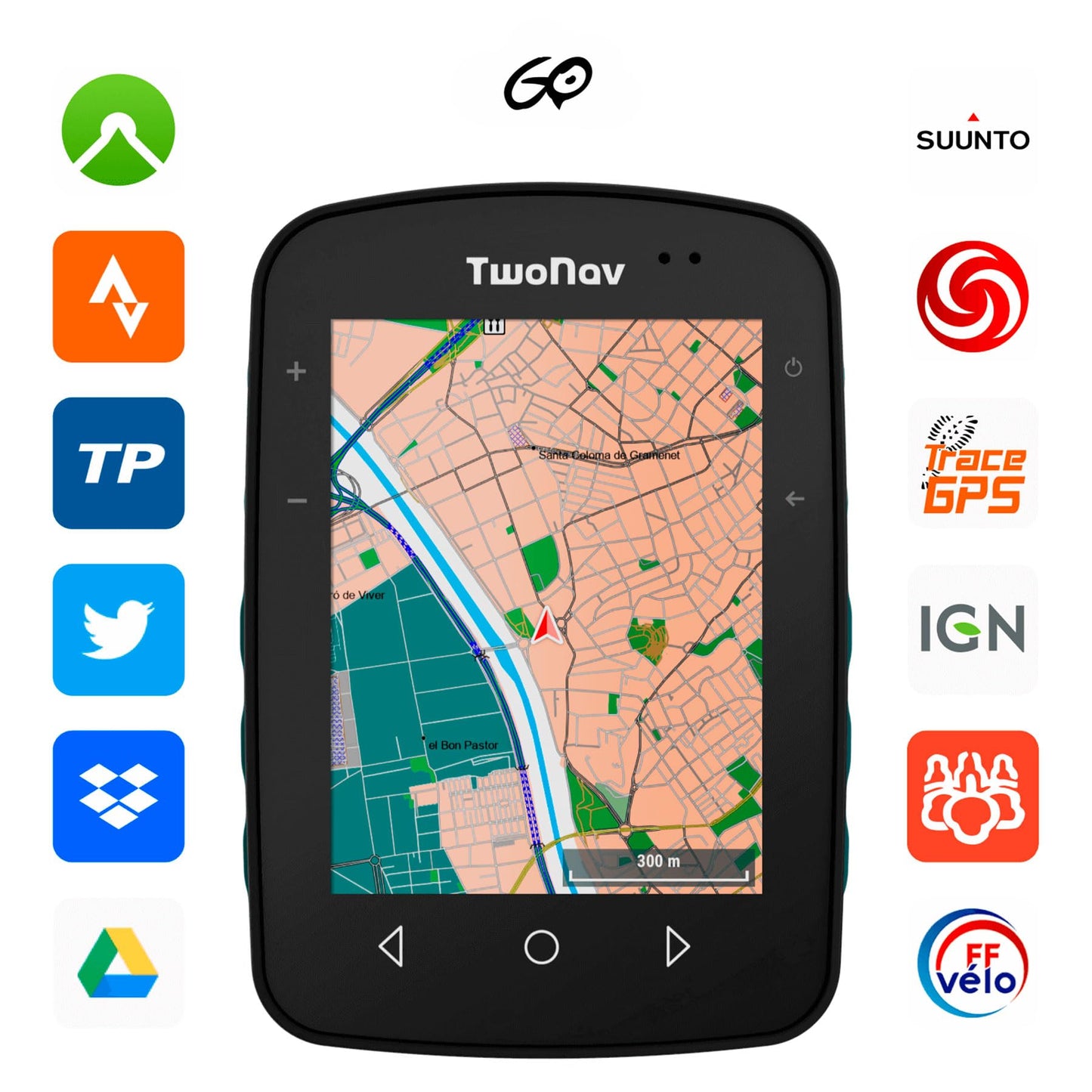 TwoNav Terra (32 GB), GPS Bike Computer with 3.7-inch Wide Screen for Mountain, Hiking, MTB, Bicycle with maps Included. Colour Turquoise