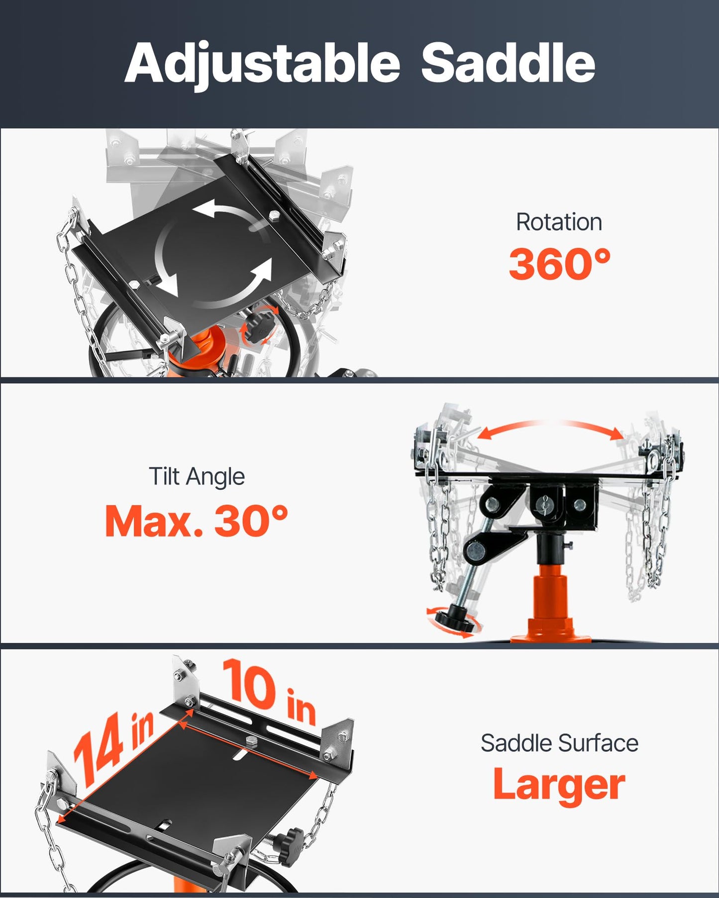 VEVOR Transmission Jack, 1322 LBS Hydraulic Telescoping Transmission Jack, 32"-67" High Lift Transmission Jack Stand with Foot Pedal, 360° Swivel Wheel