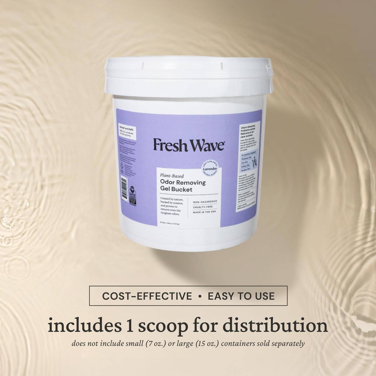 Fresh Wave Odor Removing Gel Bucket, 15.5 lb. (248 oz.) | Lavender Scent Refill | Odor Absorbers for Home | Safer Odor Relief | Natural Plant-Based Odor Eliminator | For Cooking, Trash & Pets