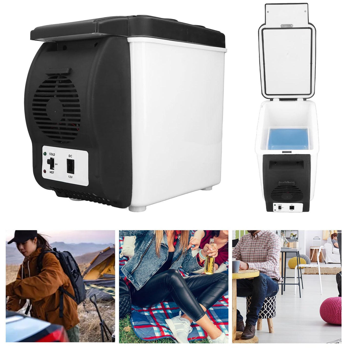 Car Refrigerator, 12V Mini Fridge Electric Cooler and Warmer for Car, 6 Liter Capacity, Portable Car Freezer Car Fridge Small Fridge for Car, RV, and Camping Use