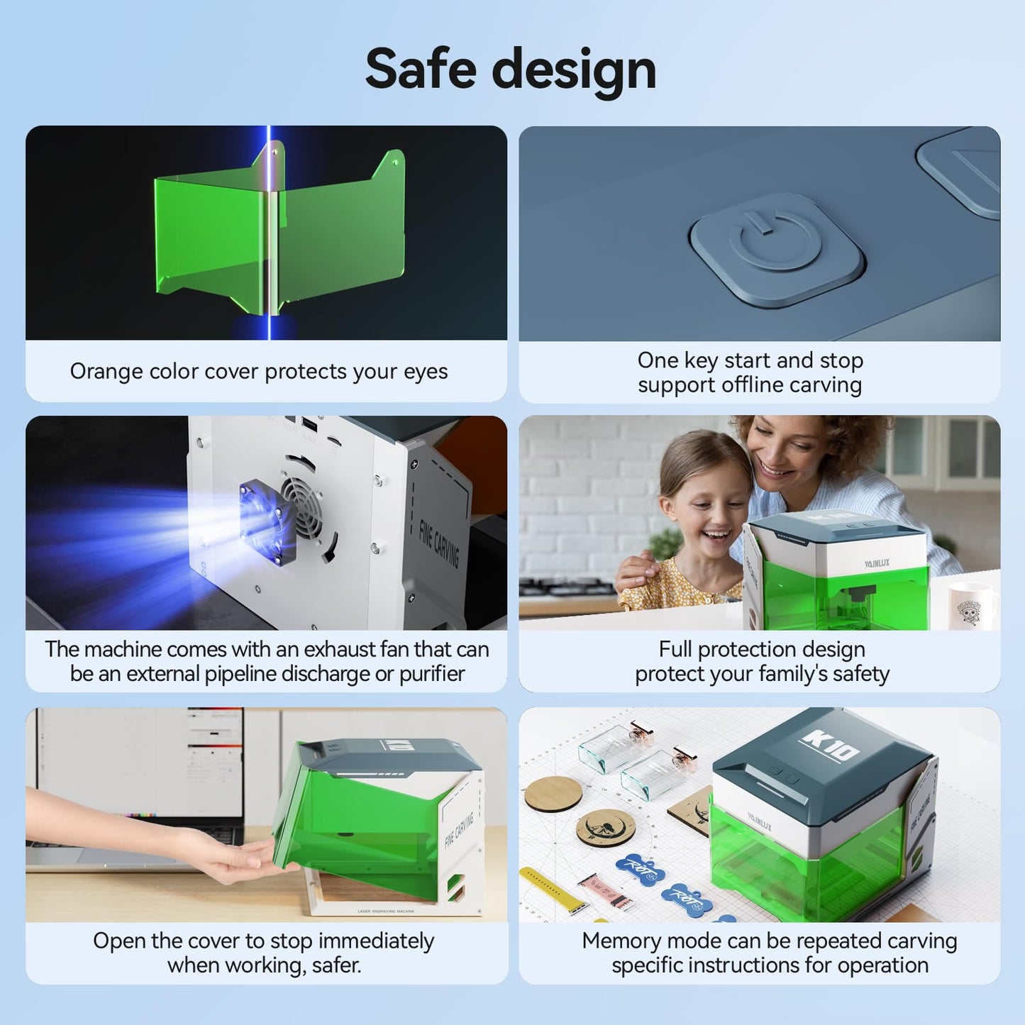 WAINLUXPRO K10 5000mW Laser Engraver Machine, Mini Laser Engraving Machine for Wood Leather Silicone Paper Glass Acrylic Cloth, Grabadora Láser, Engraver Laser Class1