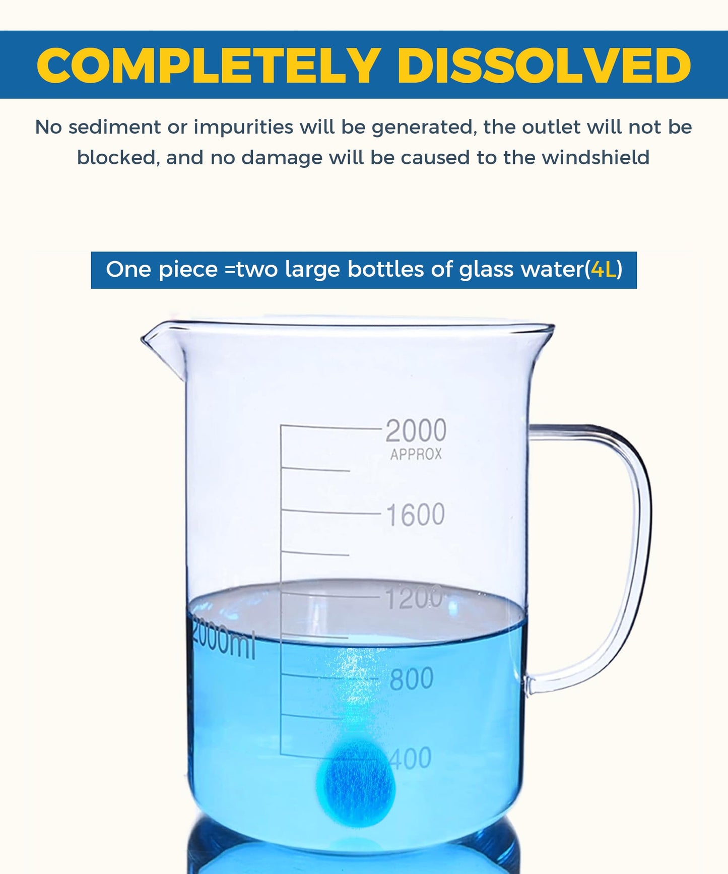 UBOG 50PCS Windshield Washer Fluid,Windshield Washer Tablets,Car Accessories Windshield Washer Fluid Concentrate,Car Windshield Washer Fluid,Automotive Glass Cleaner,Use for Remove Windshield Stains