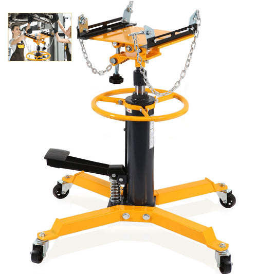 Transmission Jack Heavy Duty Professional Hydraulic High Lift 2 Stage Adjustable Telescoping 1/2Ton Capacity Transmission Jack Adapter for Floor Jack Car Lift (Canary Yellow)