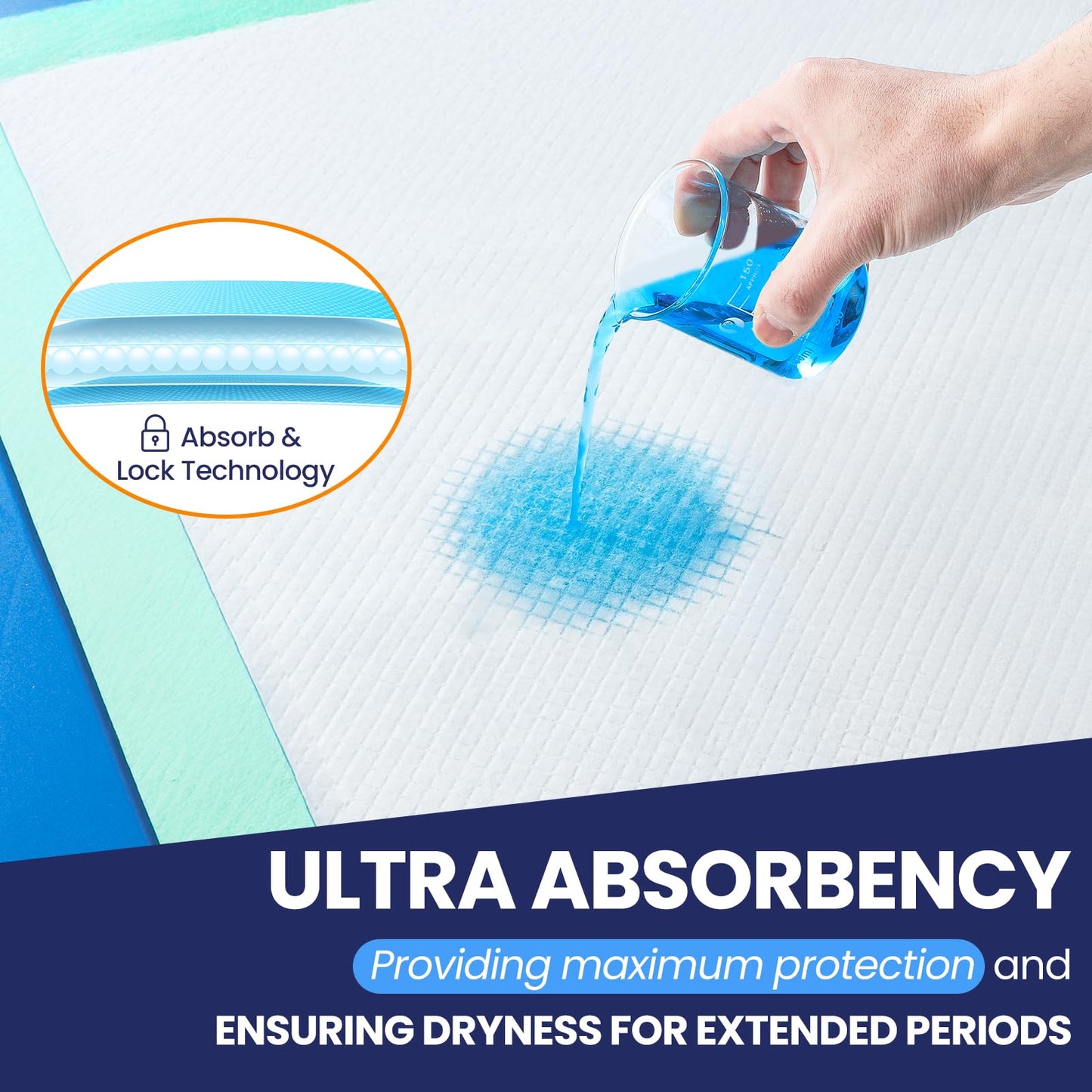 AOZITA 50-Pack Disposable Underpads 30" x 36" Incontinence Chux Pads Ultra Absorbency Protective Bed Pads, Heavy Duty Leakproof Absorbent Bed & Pee Pads for Adult, Senior, Kids and Pet