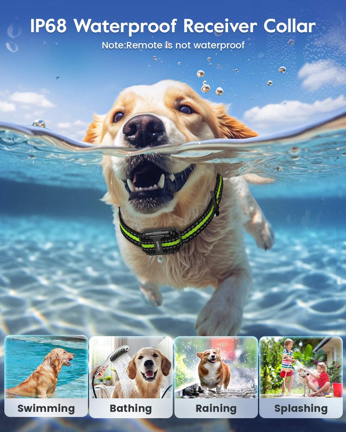 Dog Training Collar with Remote, Electronic Dog Shock Collar with Beep, Vibration, Shock, Light and Keypad Lock Mode, Electric Training Collar Set for Small Medium Large Dogs (Black Green)