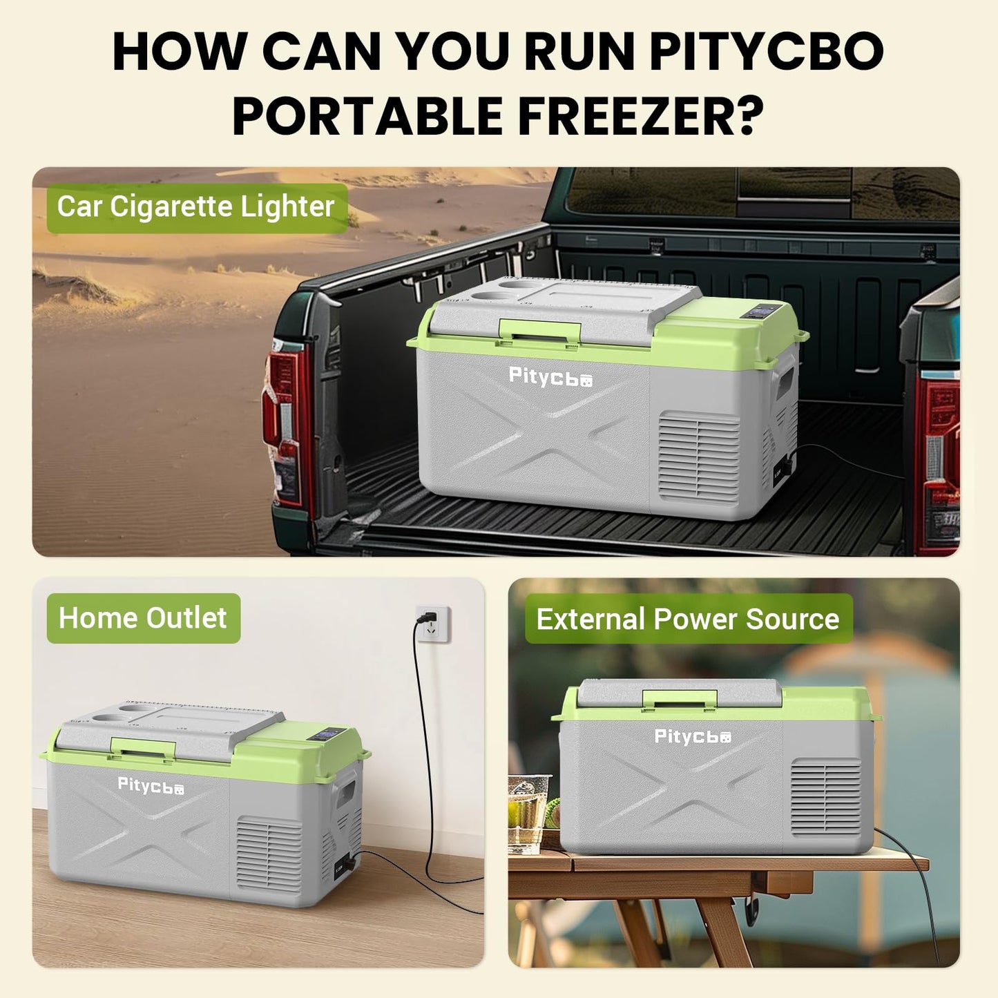 Pitycbo Car Refrigerator 12v Portable Fridge for Car, Auto 19 Quart Freezer Cooler, -4℉—68℉ 12/24V DC 100~240 Volt AC for Truck, Camping, Travel, Vehicles, RV
