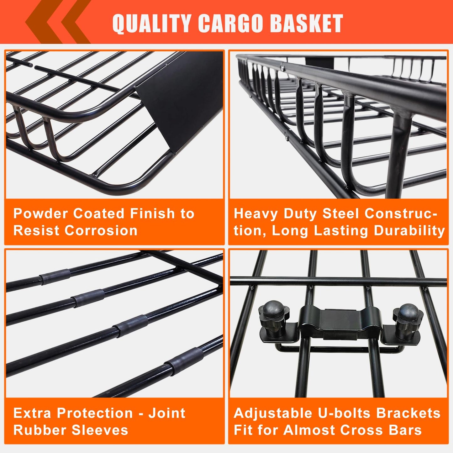 MeeFar Roof Rack Carrier Basket Universal Rooftop 65" X 39" X 6" Large Size Roof Rack + Waterproof Bag 20 Cubic Feet (51" 40" 17"), and Cargo Net with Attachment Hooks, Ratchet Straps