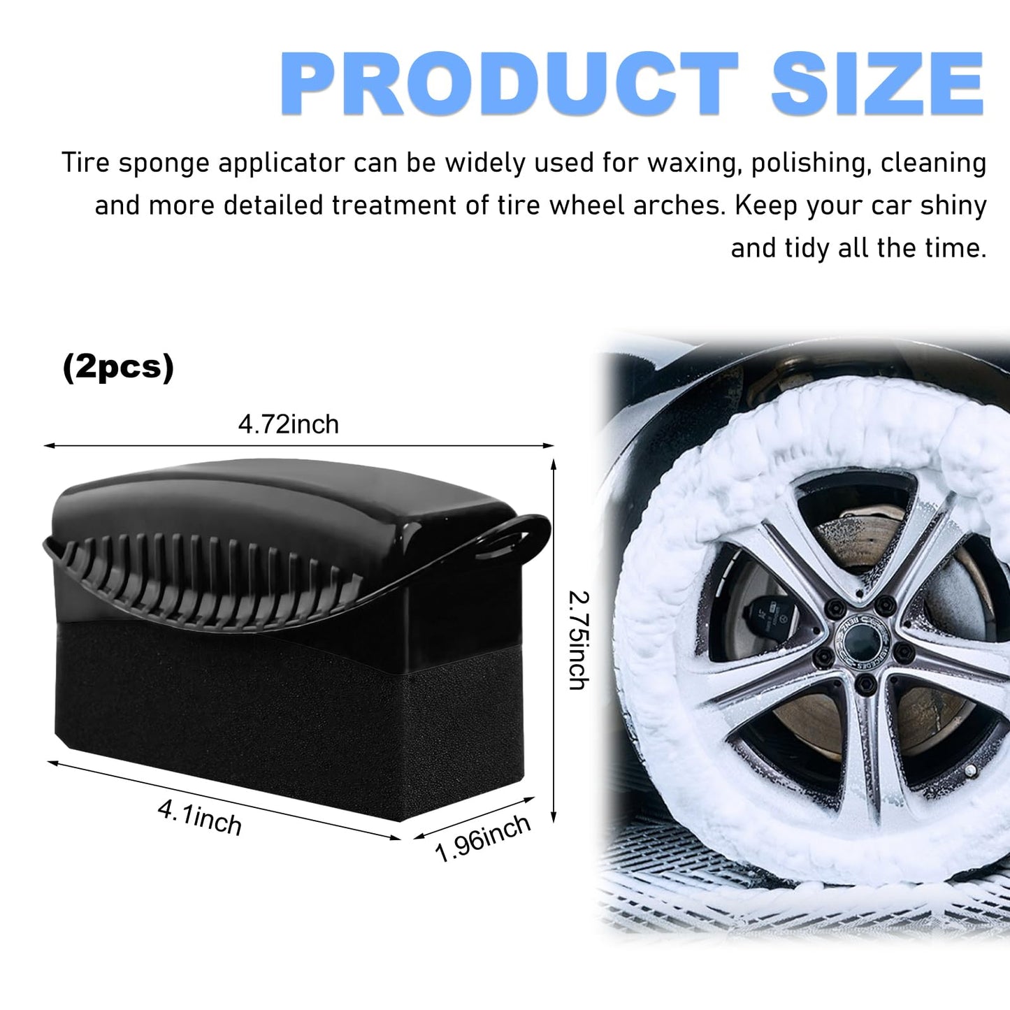 Sylvil 2 PCS Tire Dressing Applicator, Car Tire Shine Applicator Polishing Sponge Pads with Lid, Waxing Polishing Cleaning Tools Wheel Applicator Foam, Detailing Car Accessories (Black)